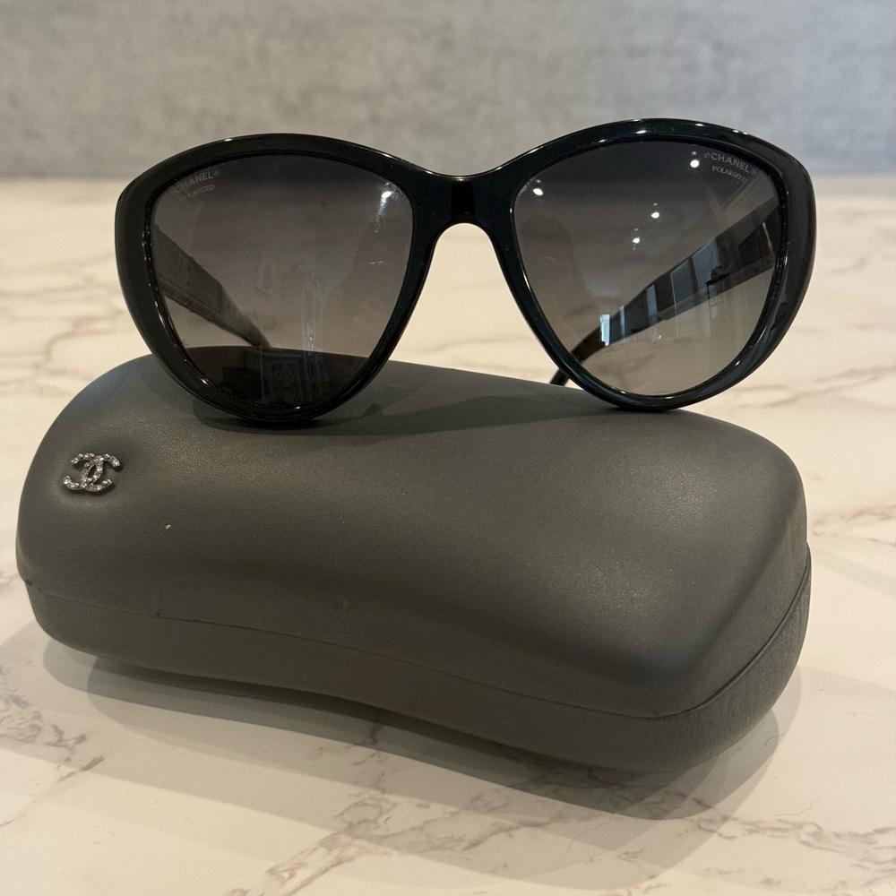 Chanel Cat Eye Acetate & Strass Metal Sunglasses - Picture 3 of 7